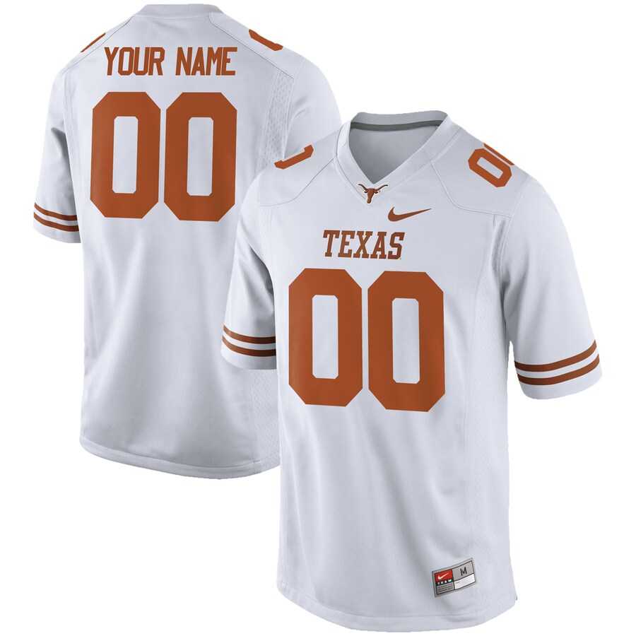 Mens Texas Longhorns Nike White Customized Replica Football Jersey->customized ncaa jersey->Custom Jersey